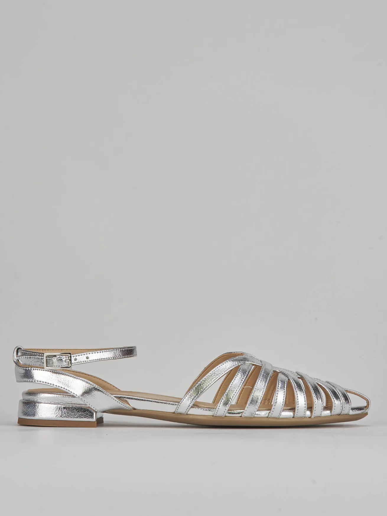 Ballerine tacco 1cm pelle argento