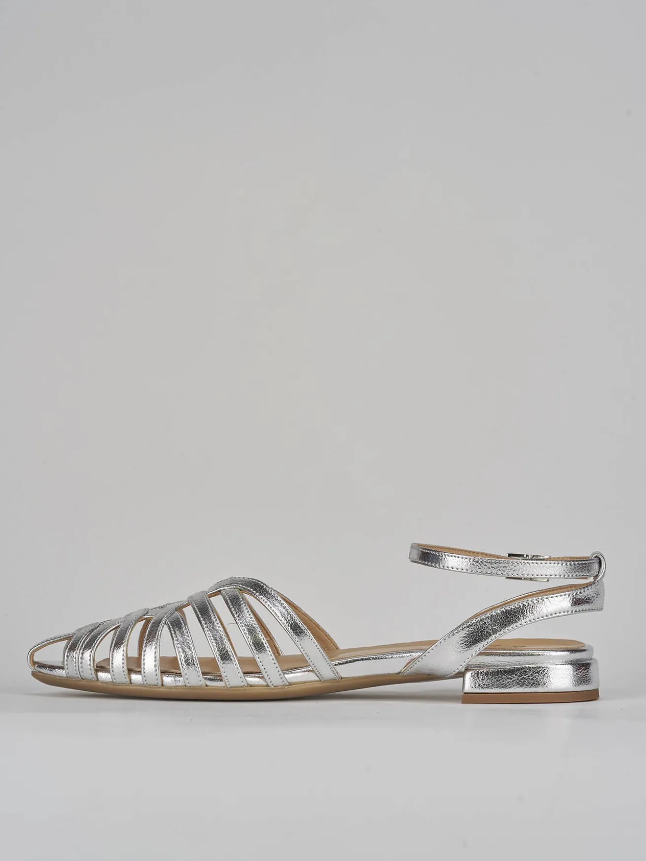 Ballerine tacco 1cm pelle argento