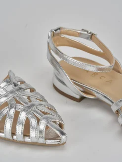 Ballerine tacco 1cm pelle argento