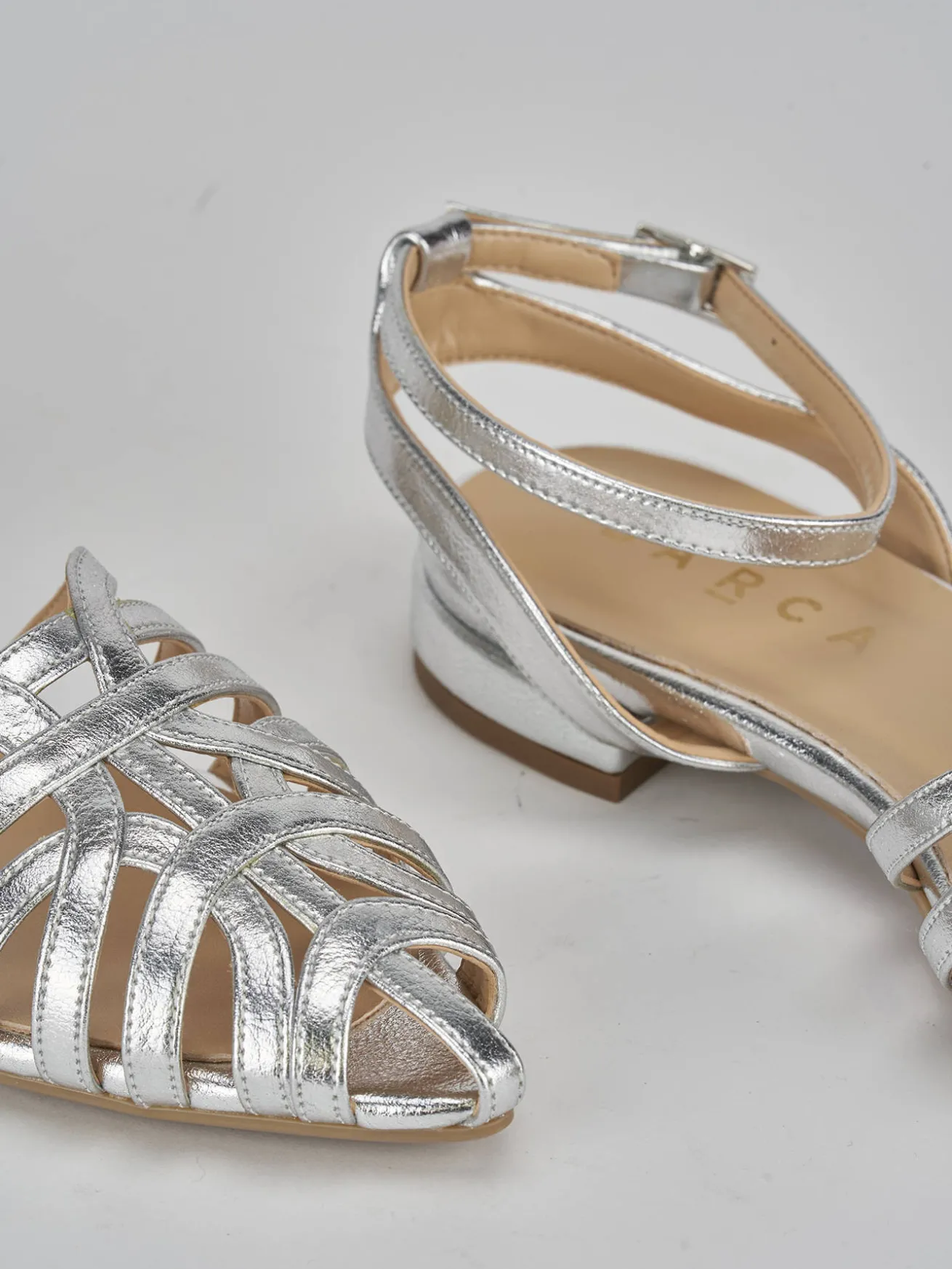 Ballerine tacco 1cm pelle argento