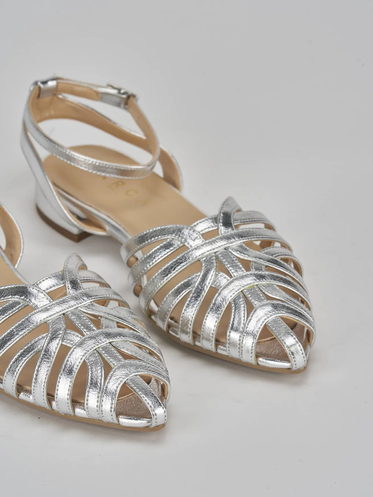 Ballerine tacco 1cm pelle argento