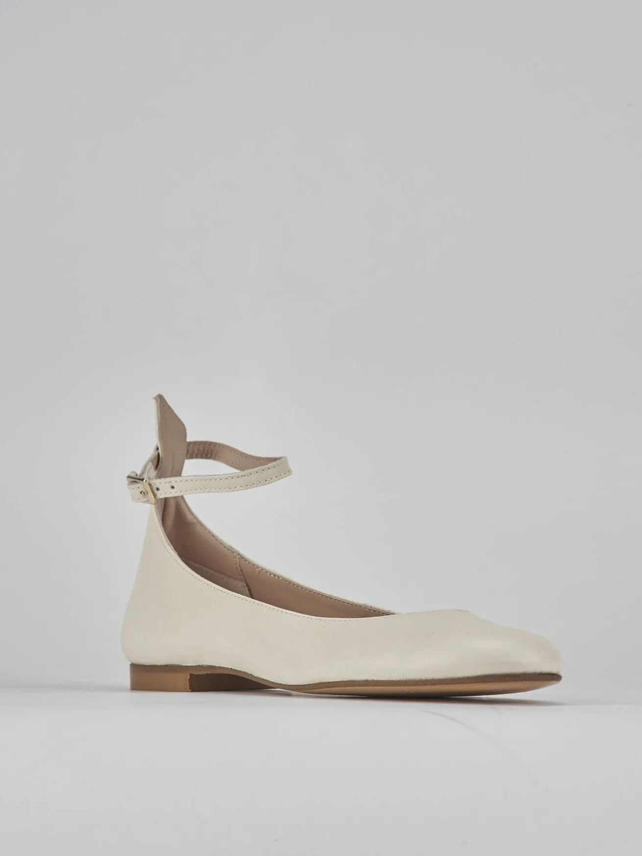 Ballerine tacco 1cm pelle bianco