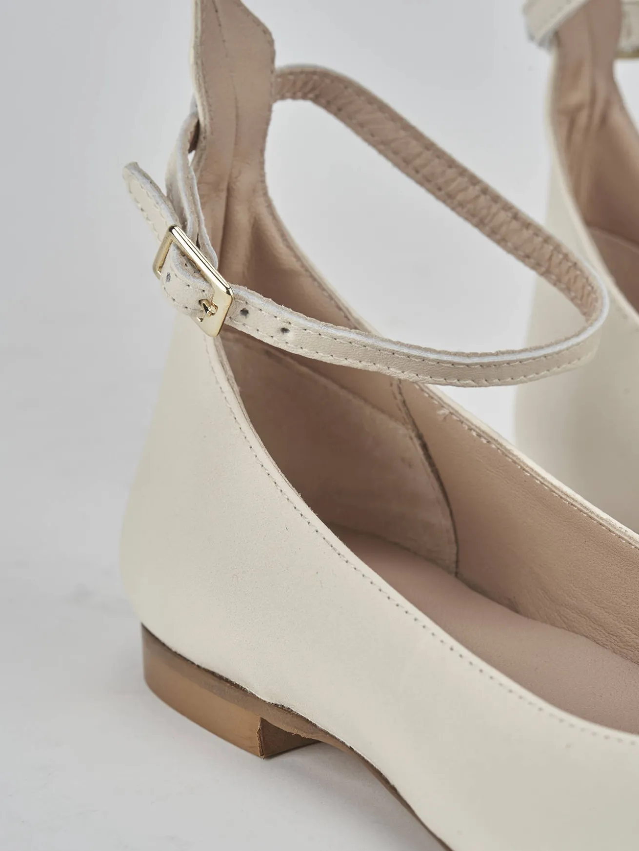 Ballerine tacco 1cm pelle bianco