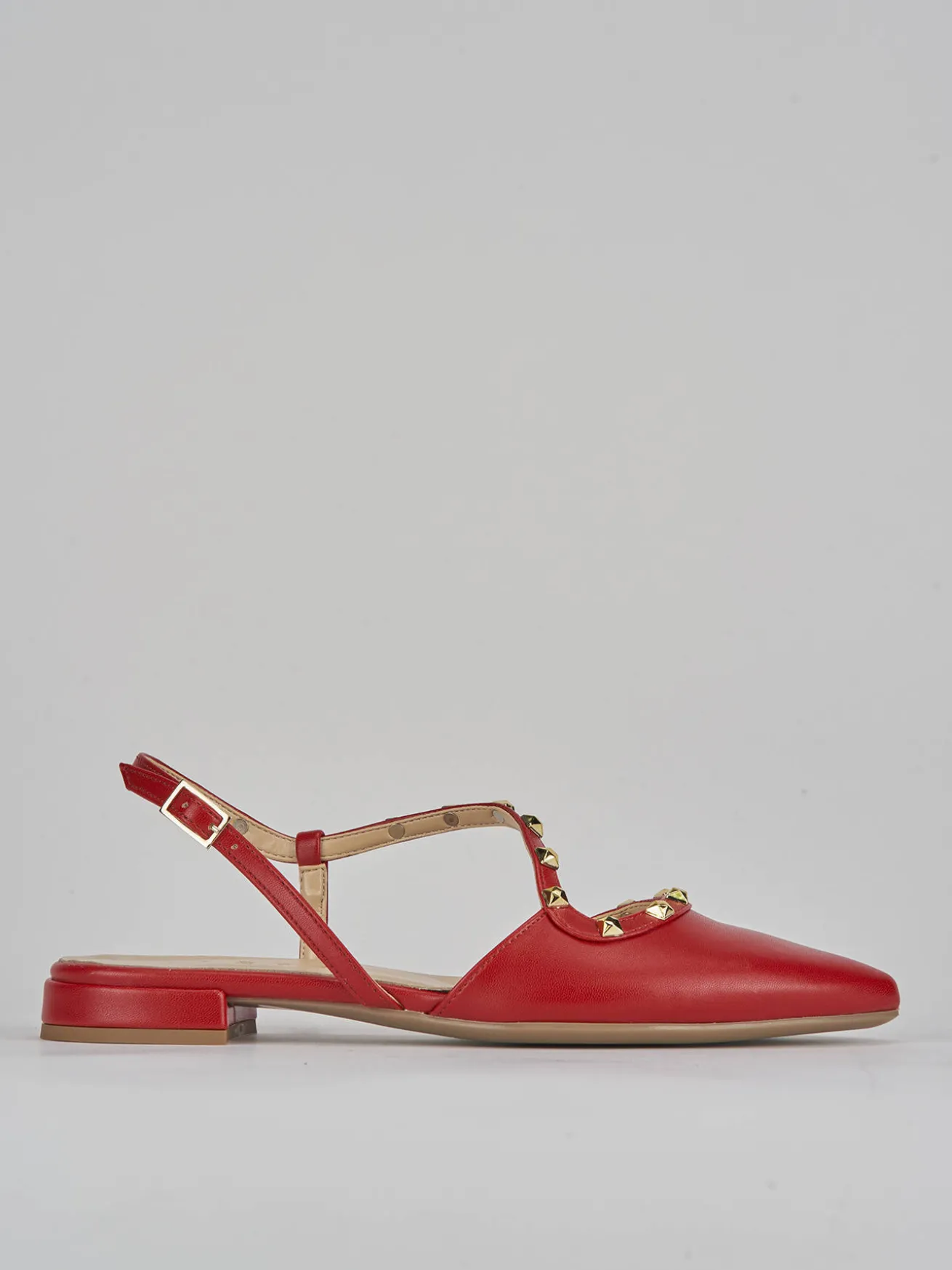 Ballerine tacco 1cm pelle rosso