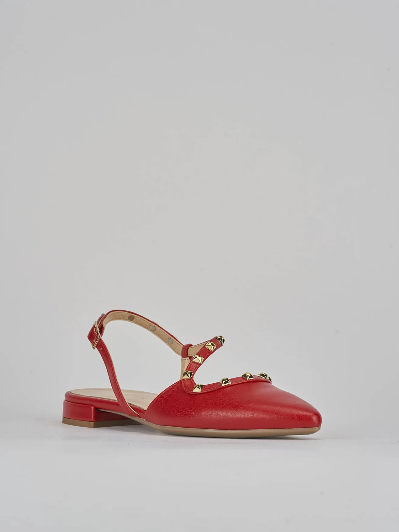 Ballerine tacco 1cm pelle rosso