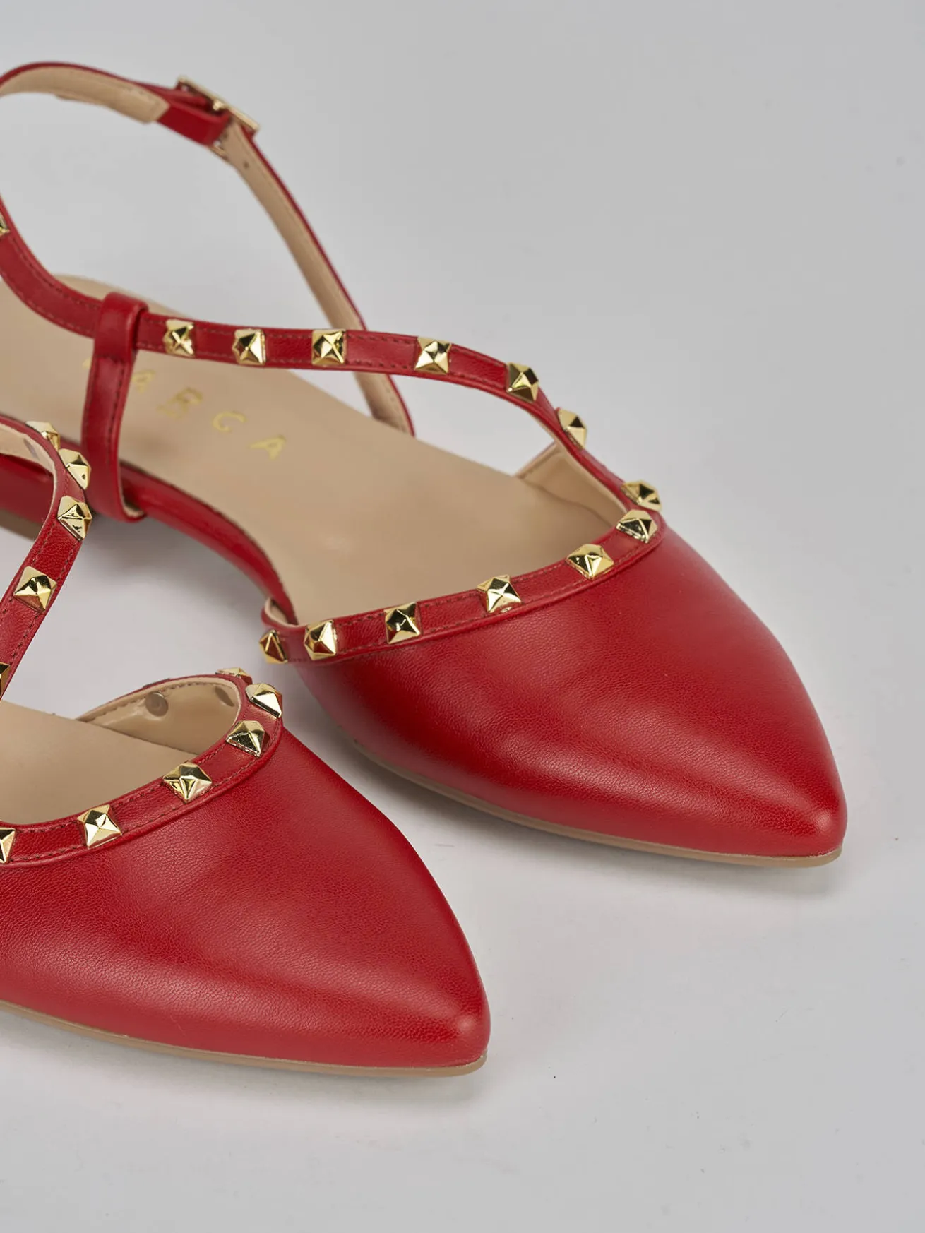 Ballerine tacco 1cm pelle rosso