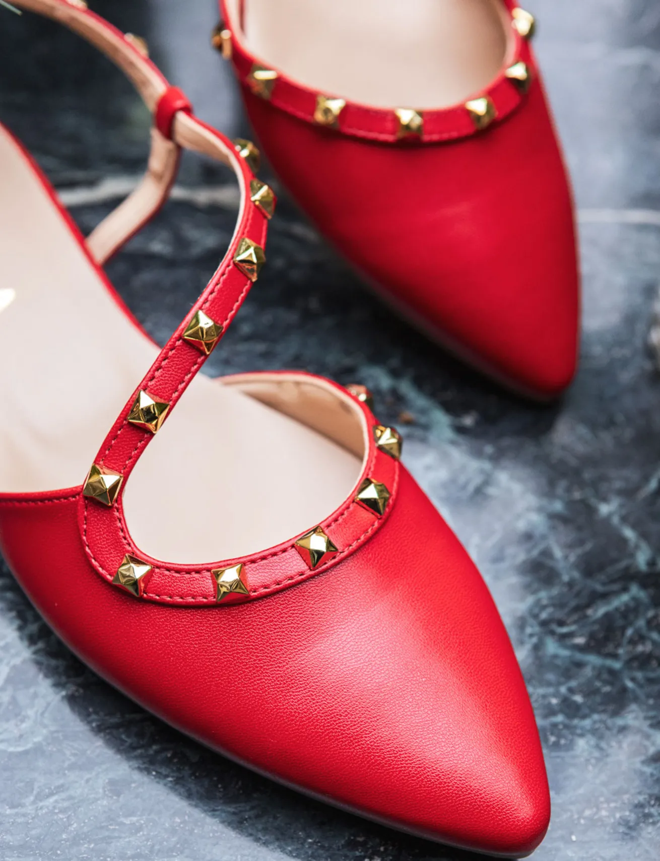 Ballerine tacco 1cm pelle rosso