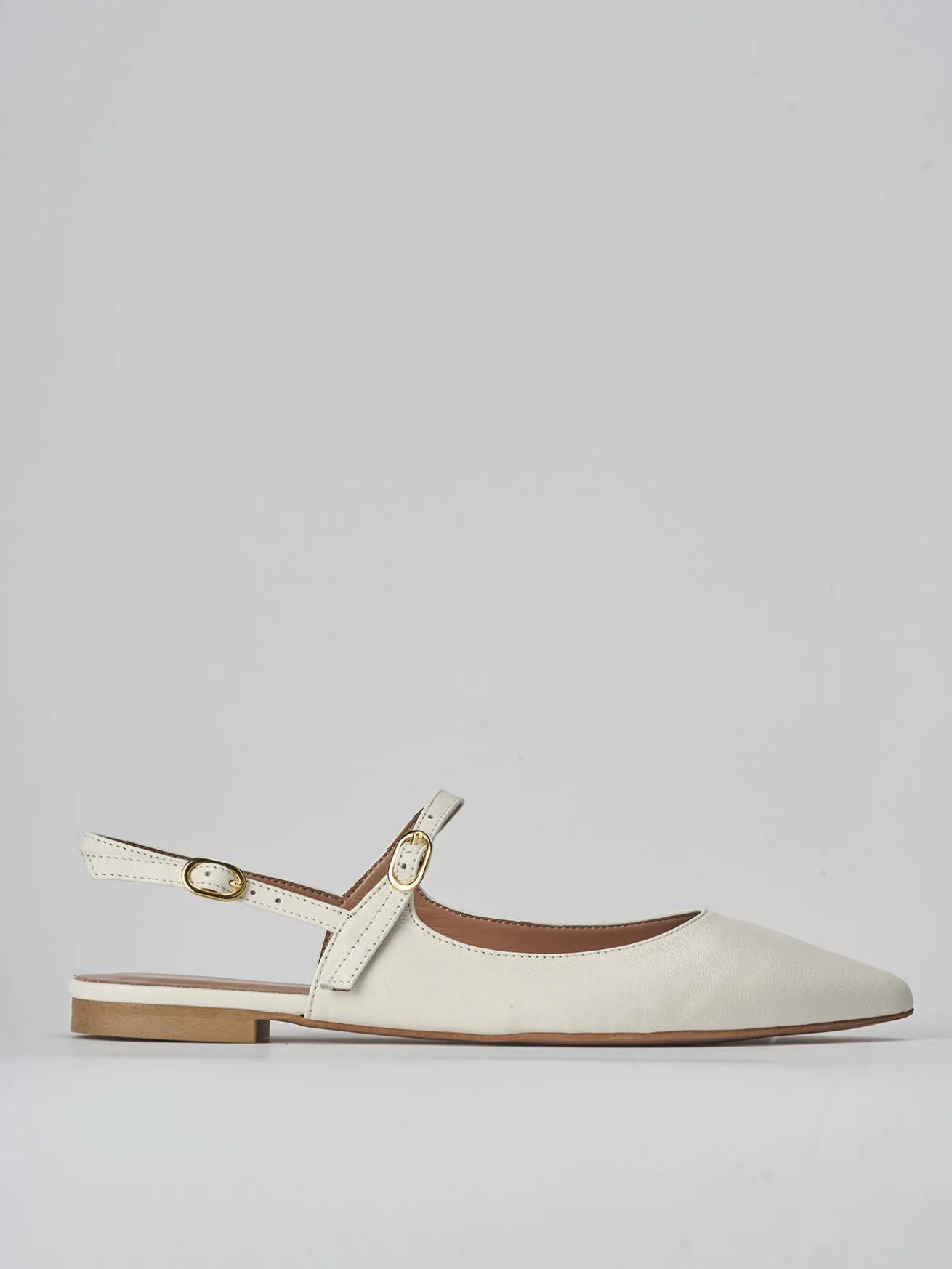 Ballerine tacco 1cm pelle bianco