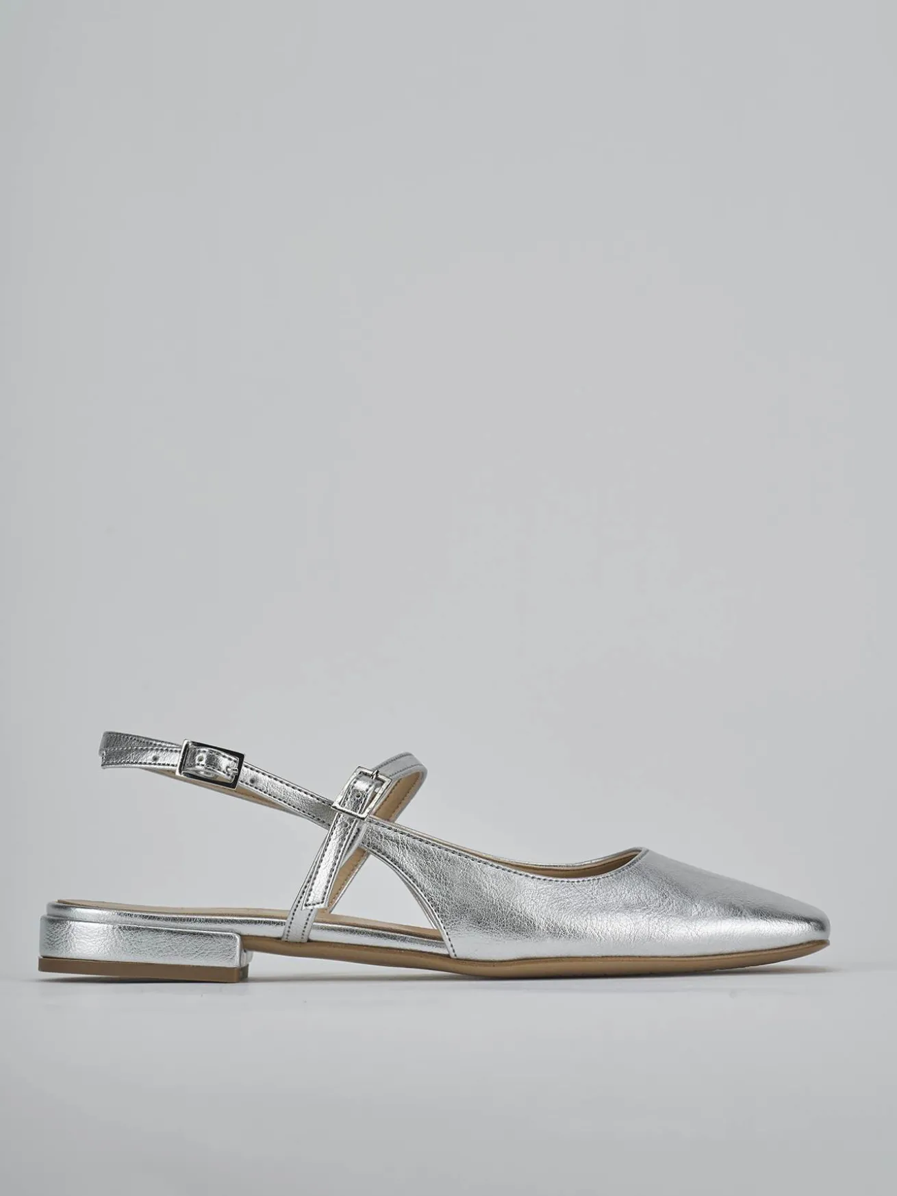 Ballerine tacco 1cm pelle argento