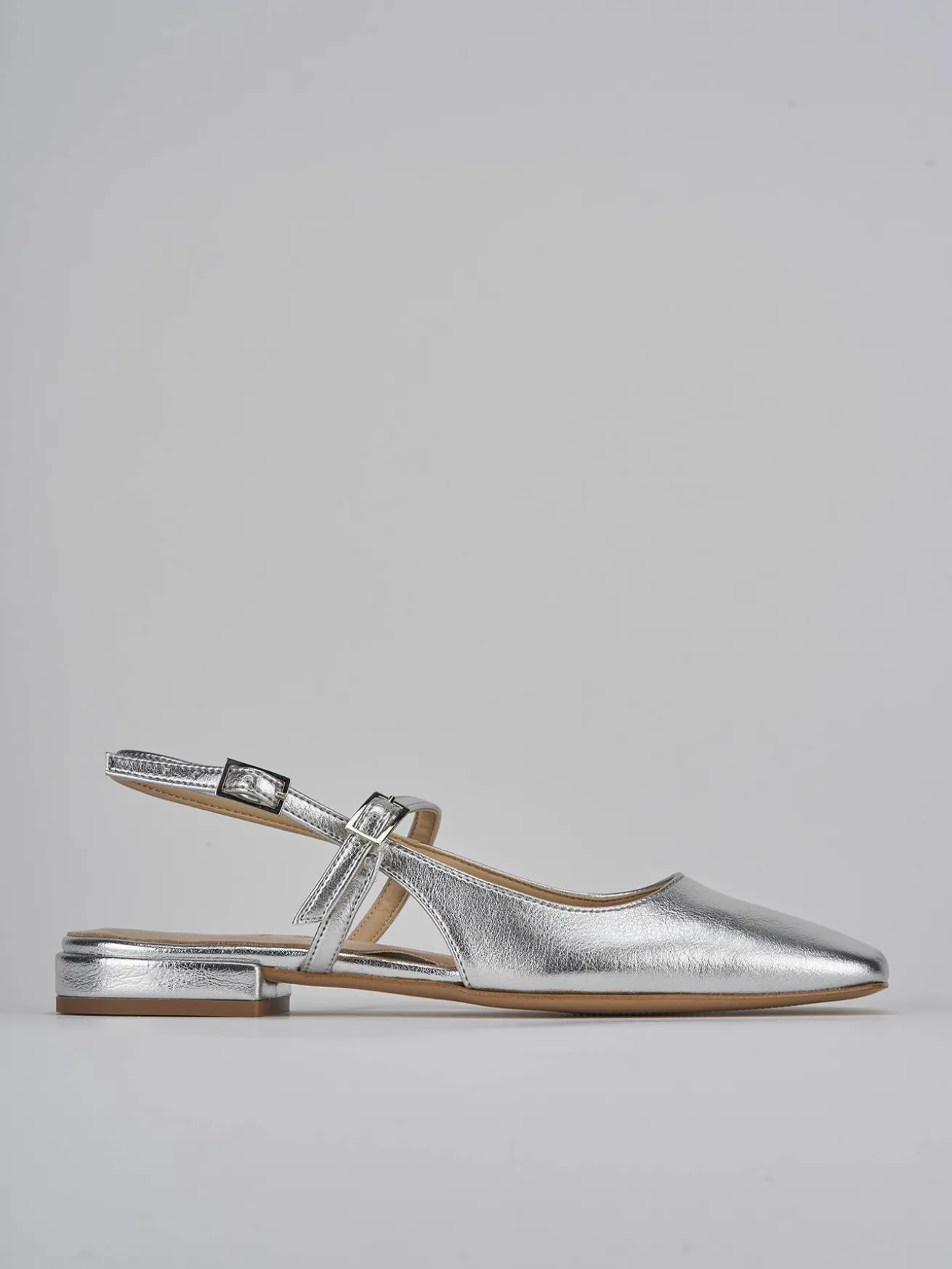 Ballerine tacco 1cm pelle argento