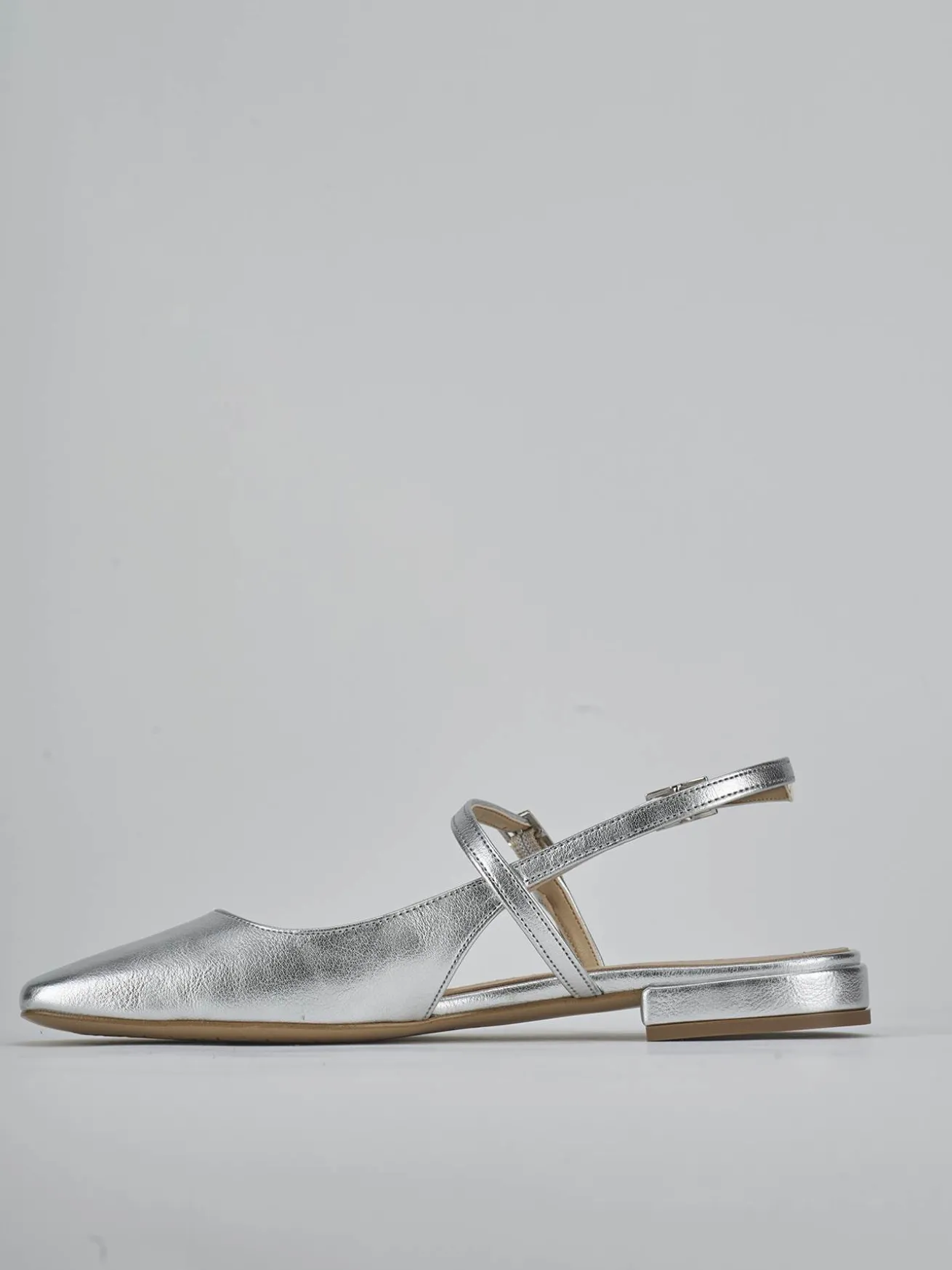 Ballerine tacco 1cm pelle argento