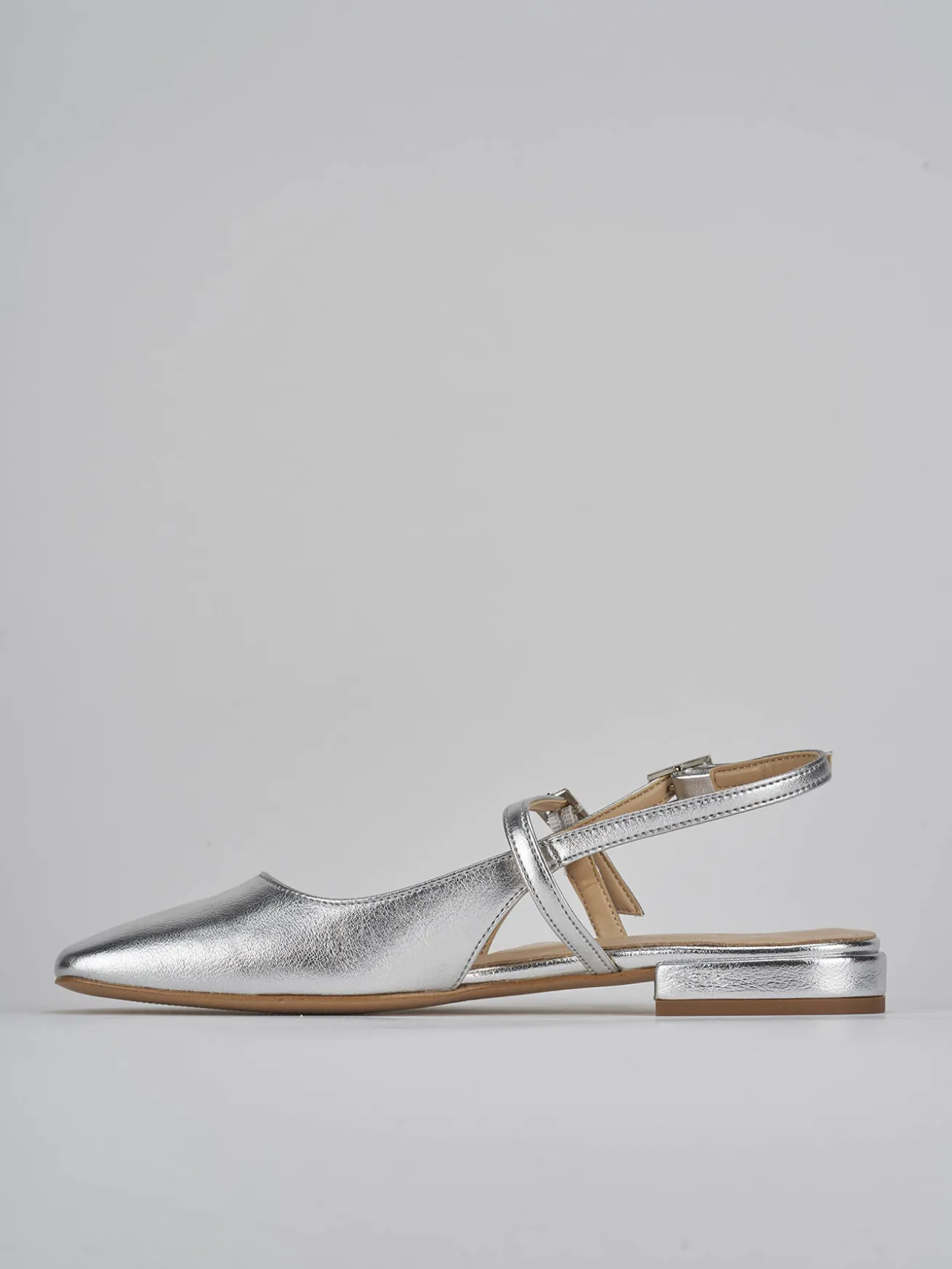 Ballerine tacco 1cm pelle argento