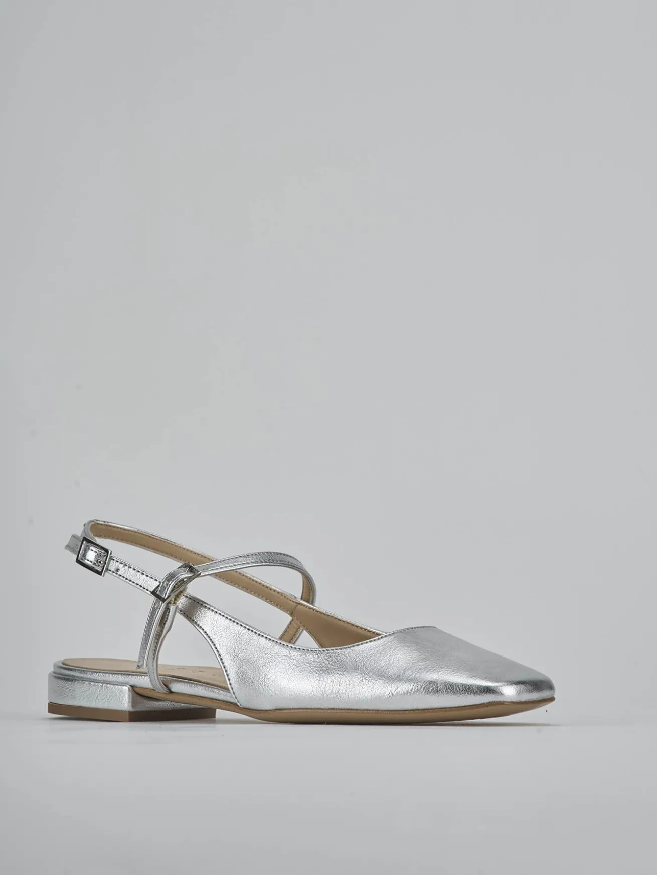 Ballerine tacco 1cm pelle argento