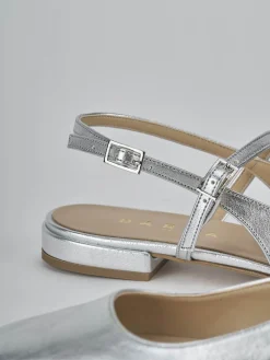 Ballerine tacco 1cm pelle argento