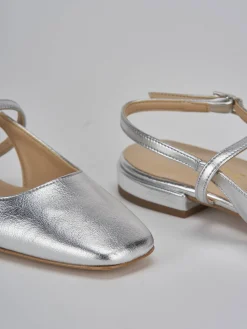 Ballerine tacco 1cm pelle argento