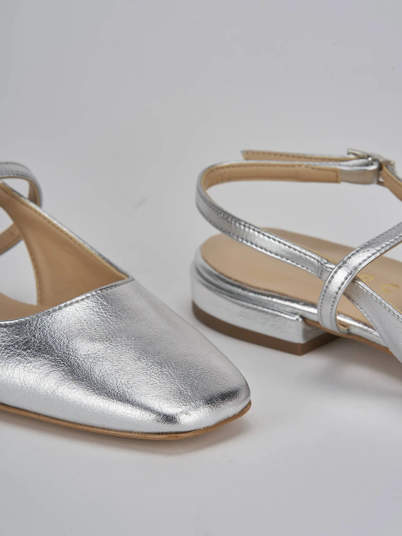 Ballerine tacco 1cm pelle argento