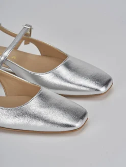 Ballerine tacco 1cm pelle argento
