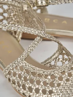 Ballerine tacco 1cm pelle oro