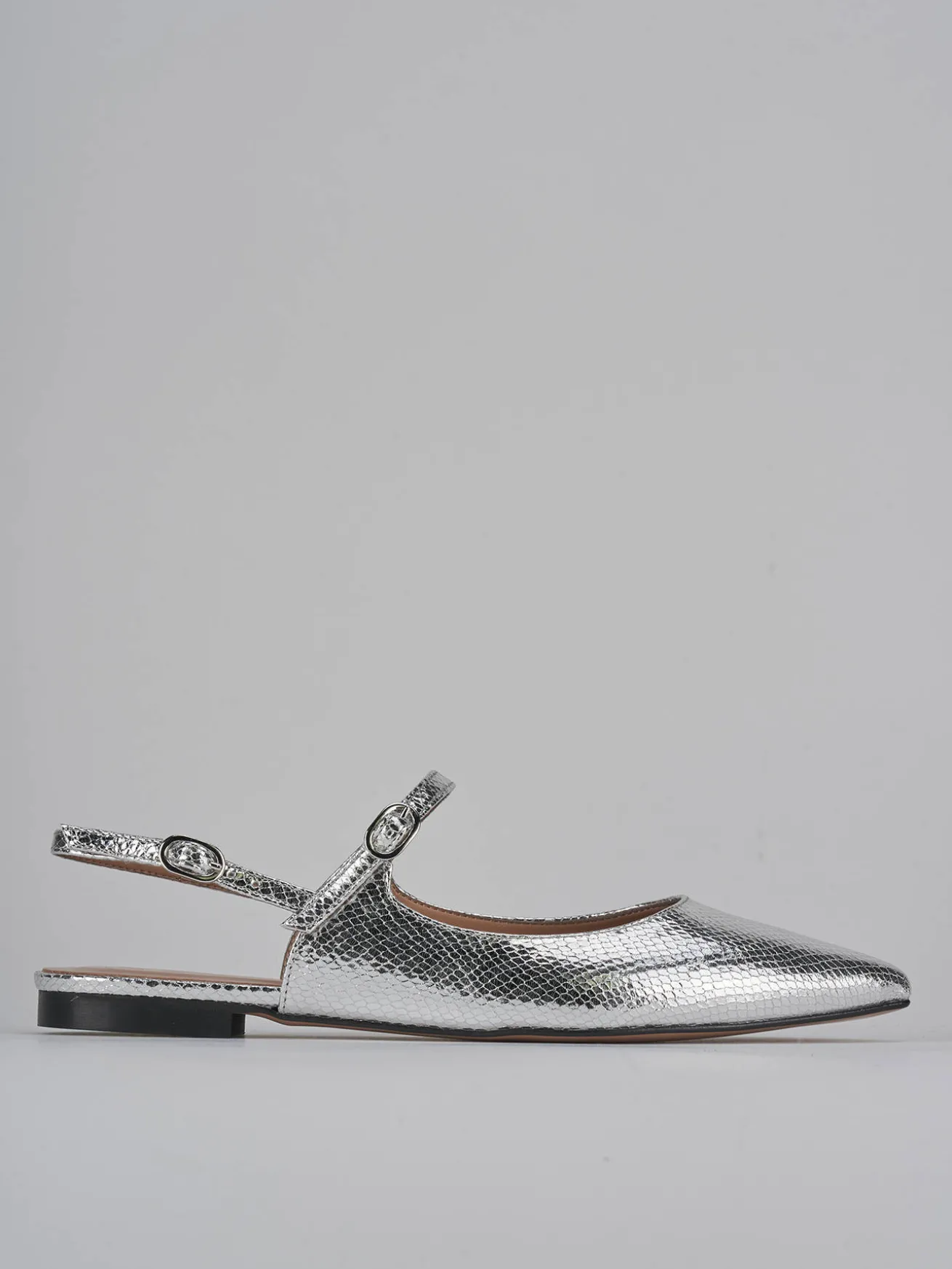 Ballerine tacco 1cm pelle argento