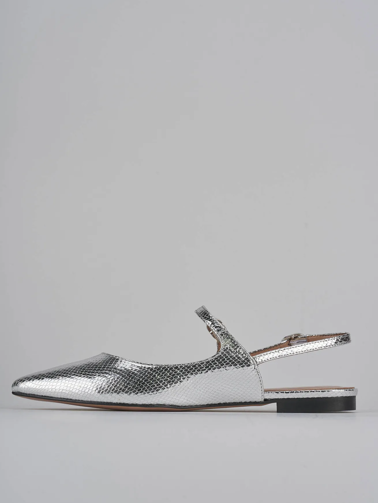 Ballerine tacco 1cm pelle argento