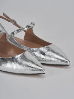 Ballerine tacco 1cm pelle argento
