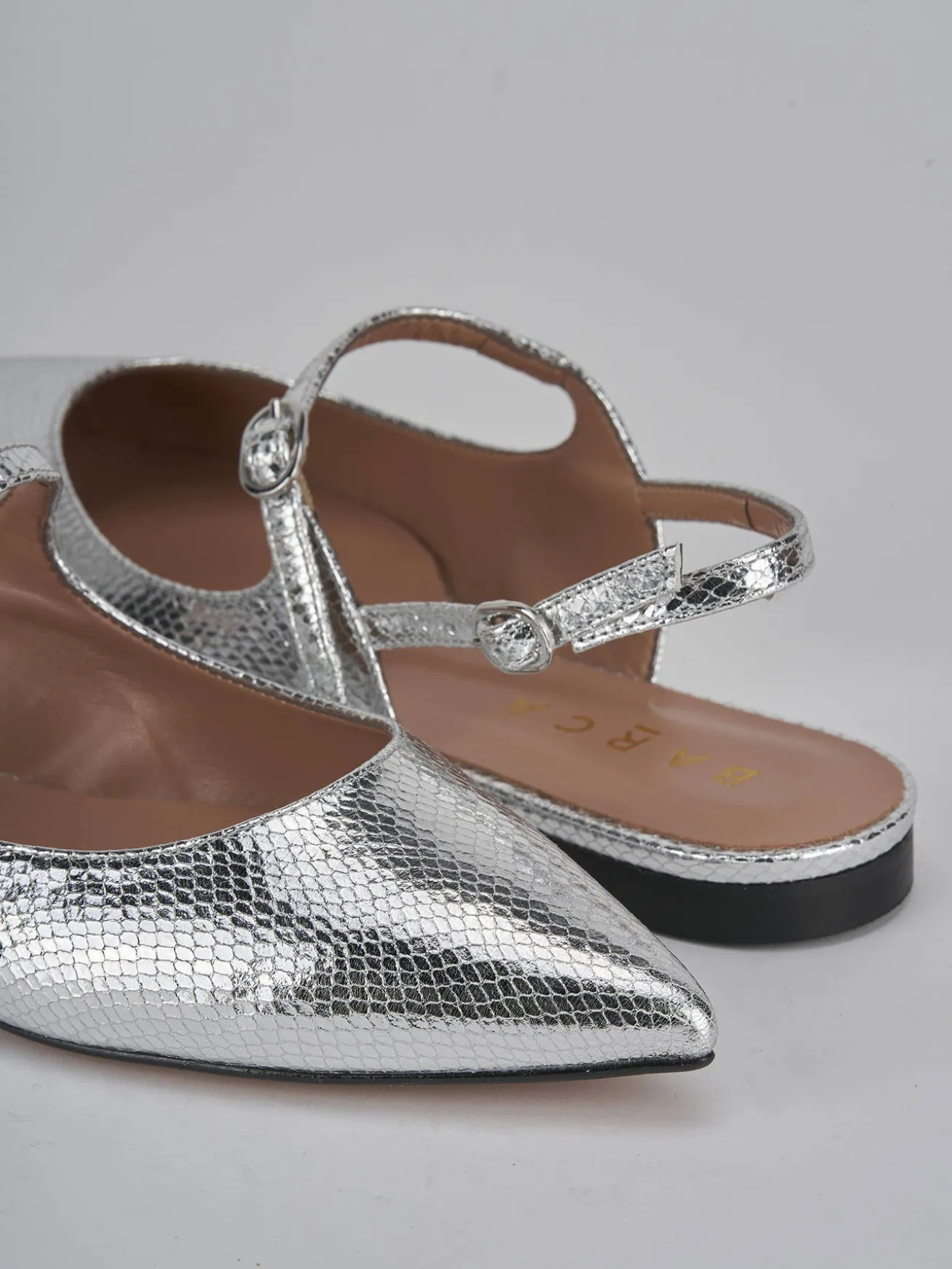 Ballerine tacco 1cm pelle argento