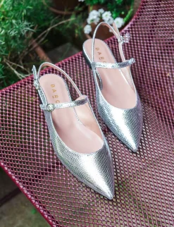 Ballerine tacco 1cm pelle argento