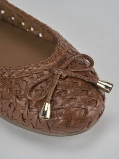 Ballerine tacco 1cm pelle marrone