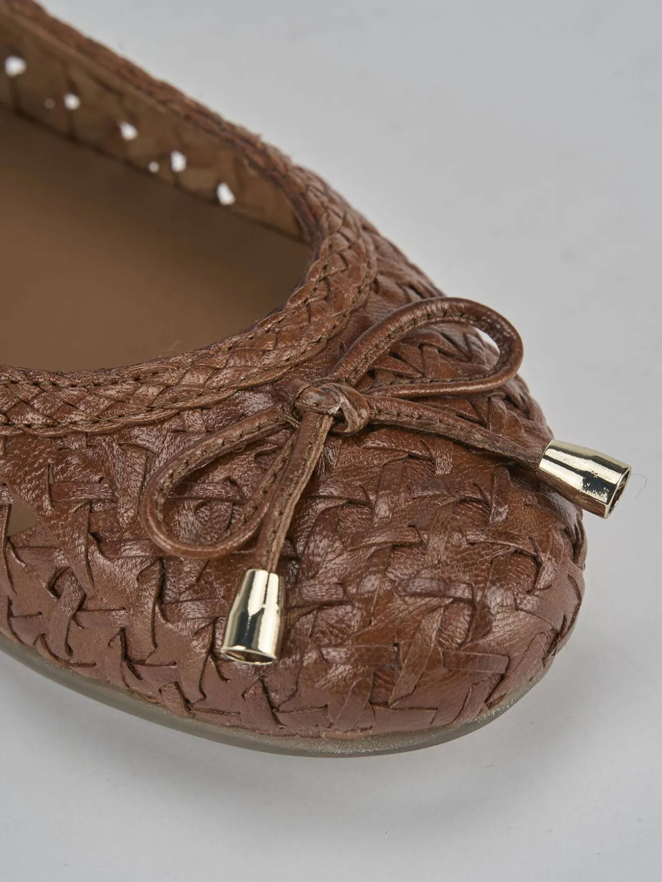 Ballerine tacco 1cm pelle marrone