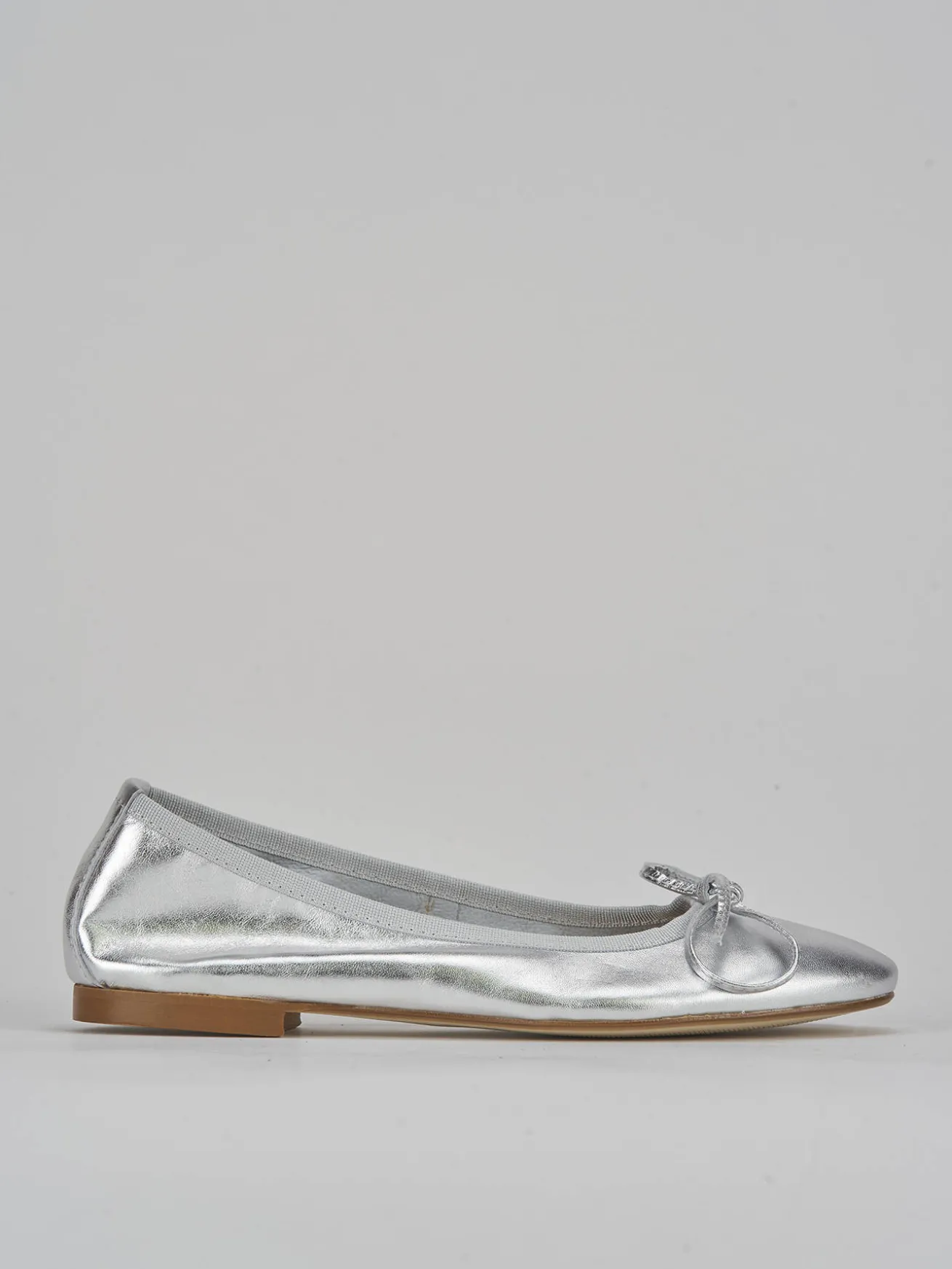 Ballerine tacco 1cm pelle argento