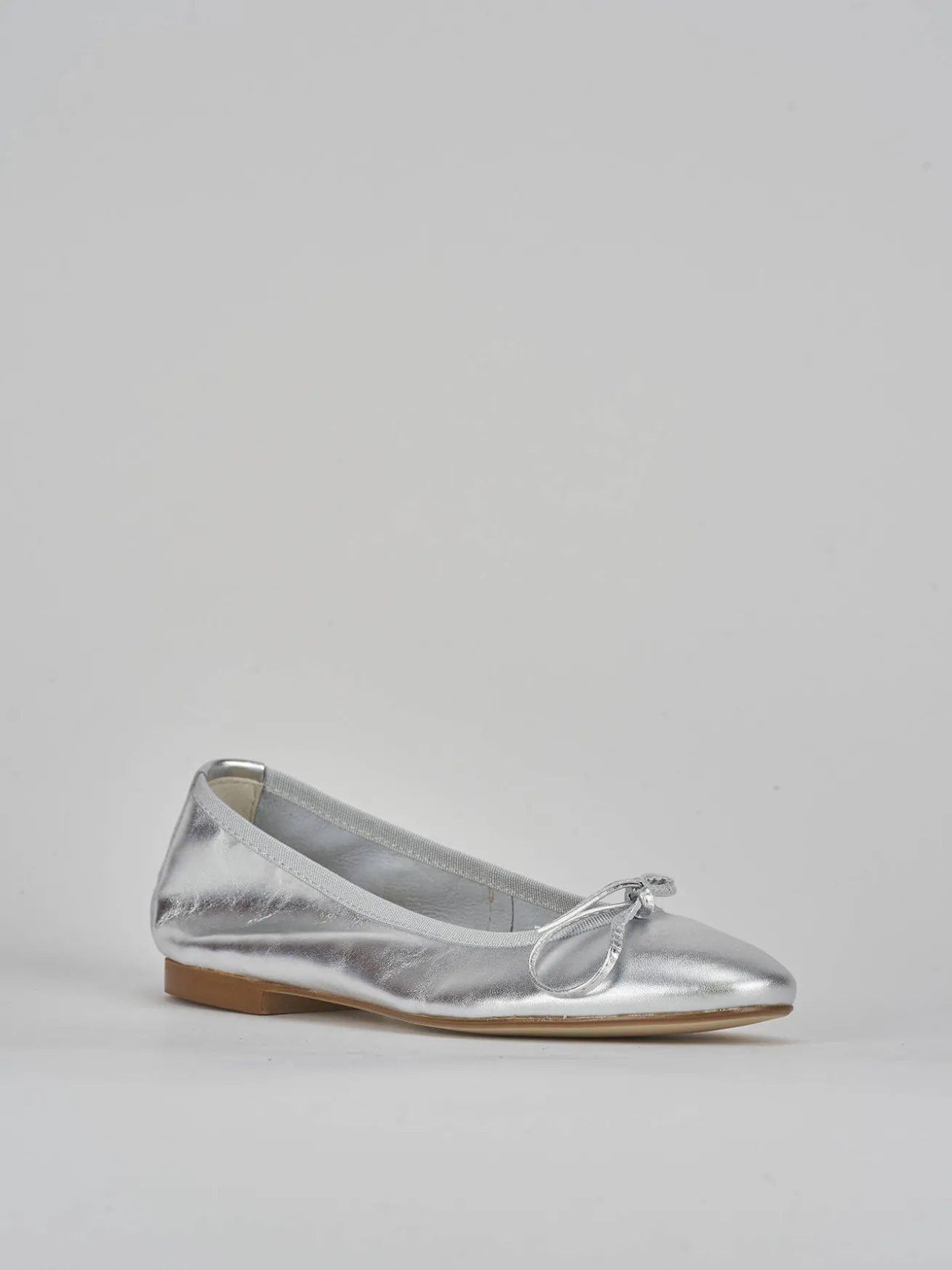 Ballerine tacco 1cm pelle argento