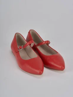 Ballerine tacco 1cm pelle rosso