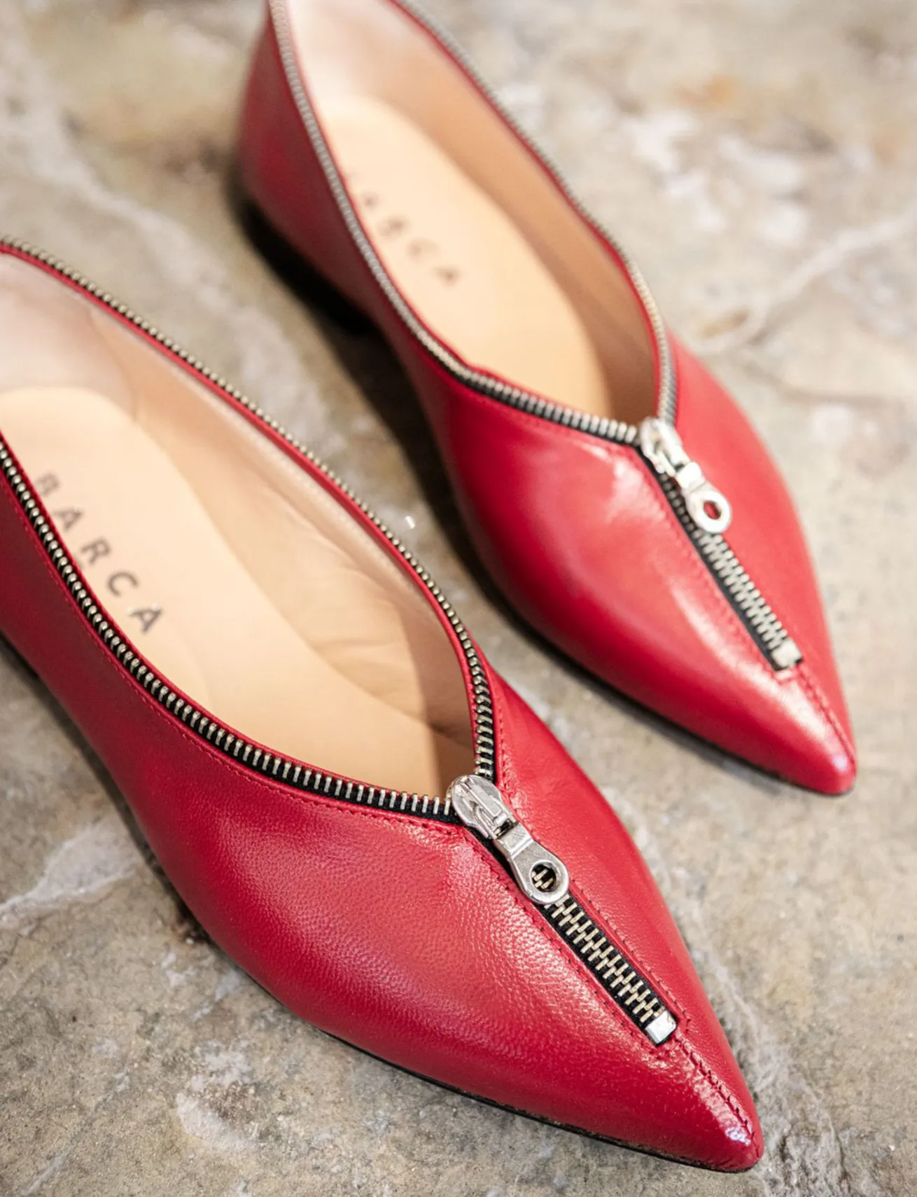 Ballerine tacco 1cm pelle rosso