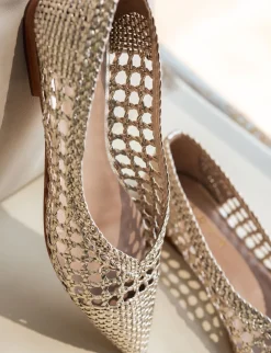 Ballerine tacco 1cm pelle oro