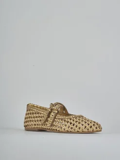 Ballerine tacco 1cm pelle oro