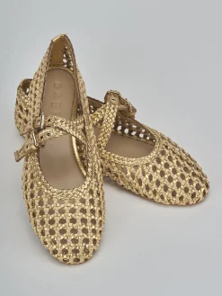 Ballerine tacco 1cm pelle oro