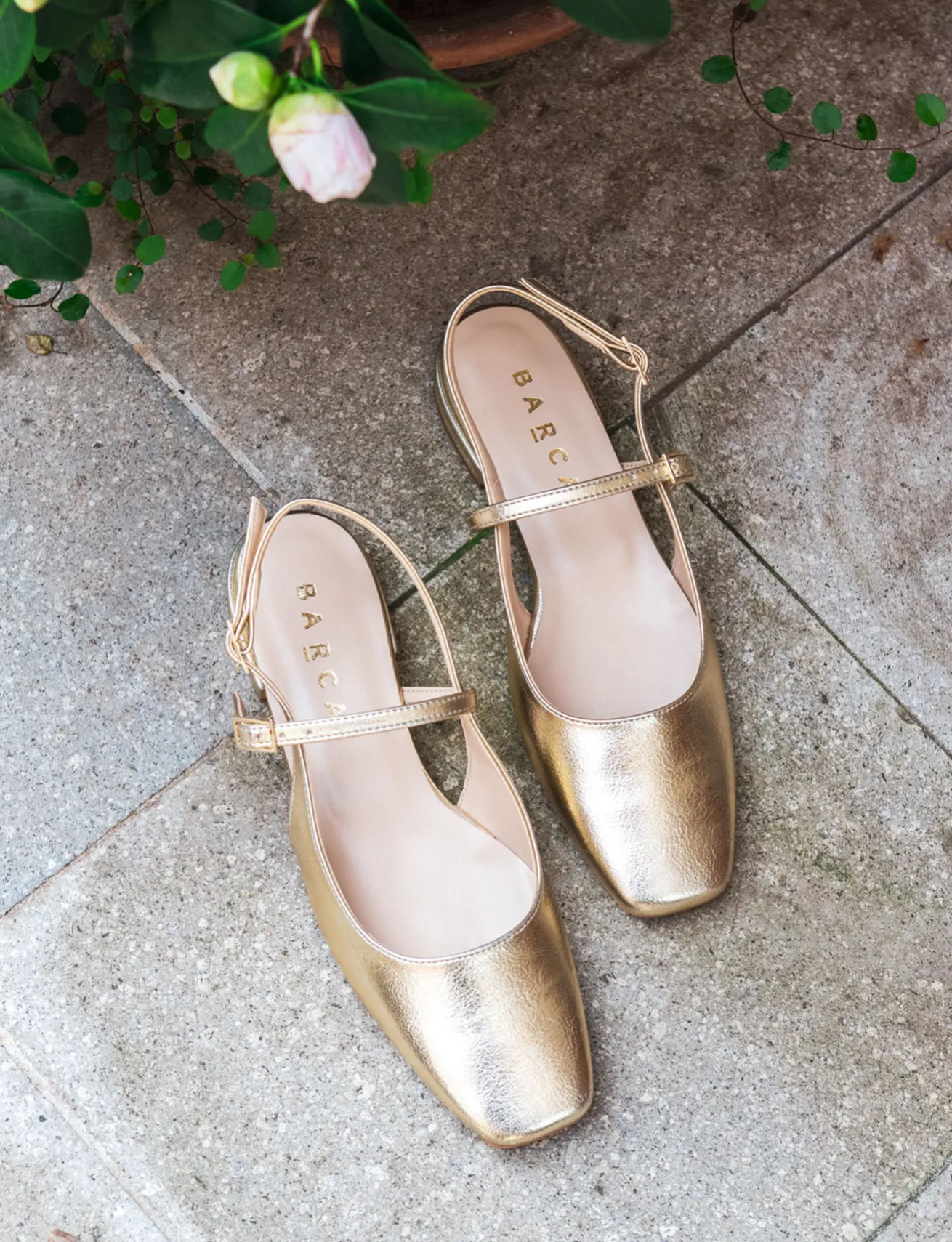 Ballerine tacco 1cm pelle oro