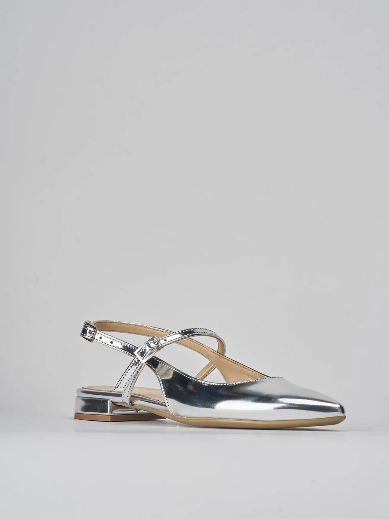 Ballerine tacco 1cm pelle argento