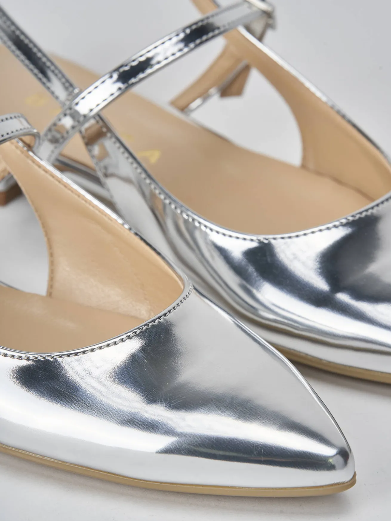 Ballerine tacco 1cm pelle argento