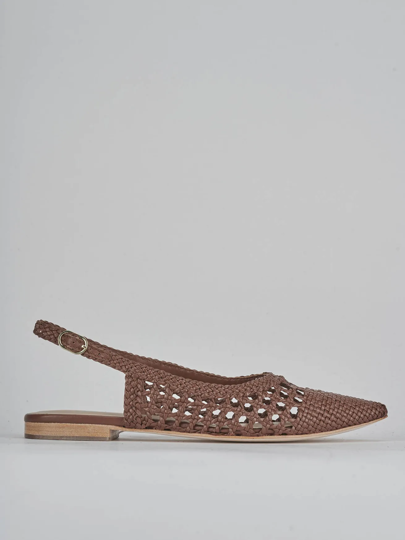 Ballerine tacco 1cm pelle marrone