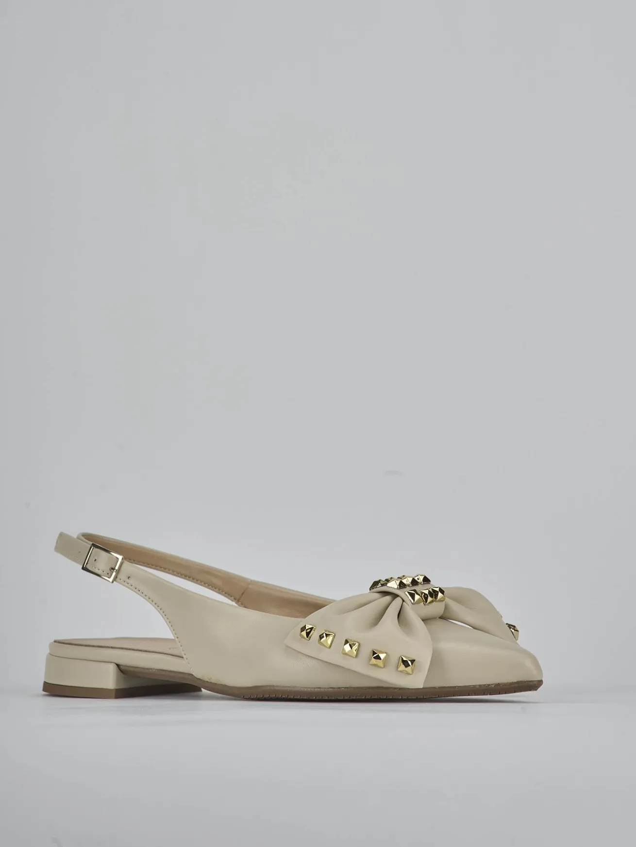 Ballerine tacco 2cm pelle beige