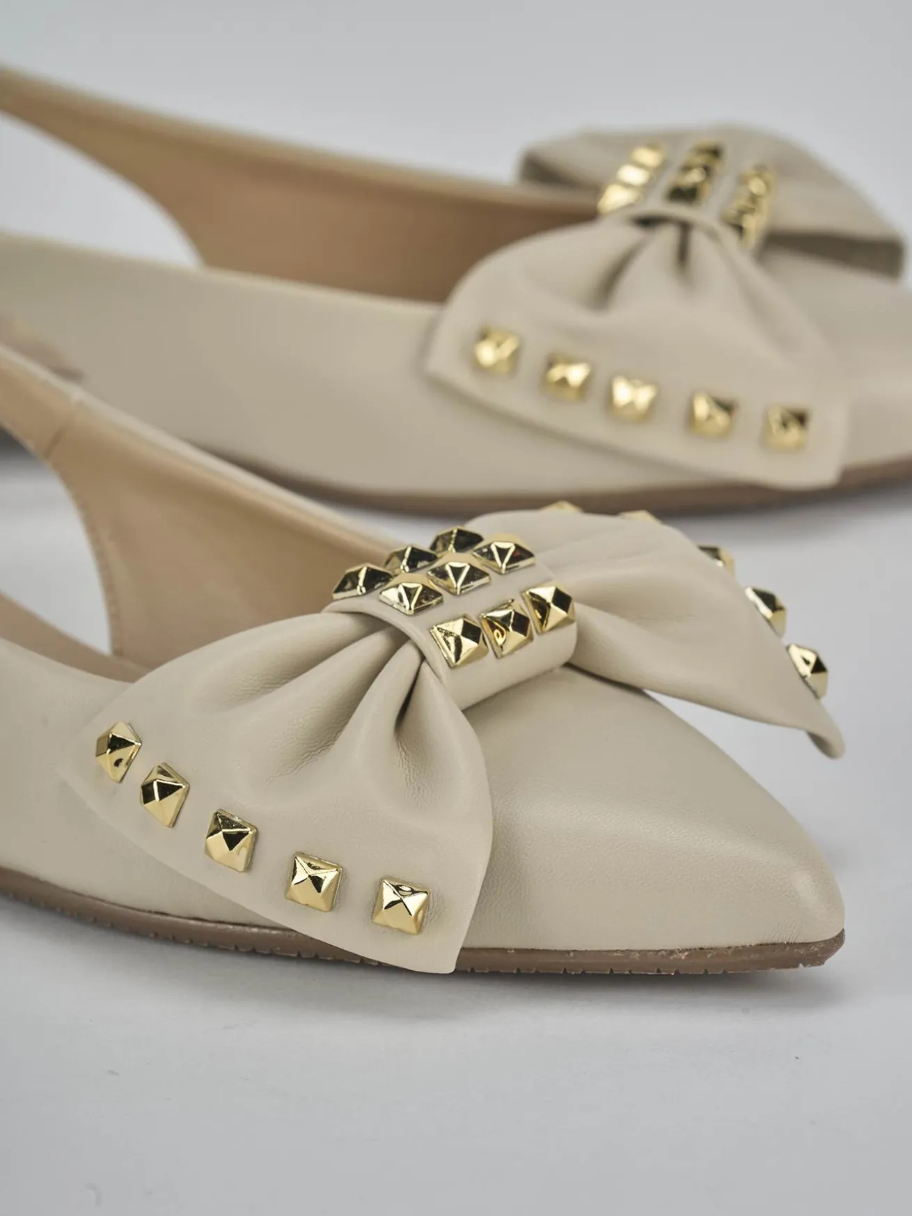 Ballerine tacco 2cm pelle beige