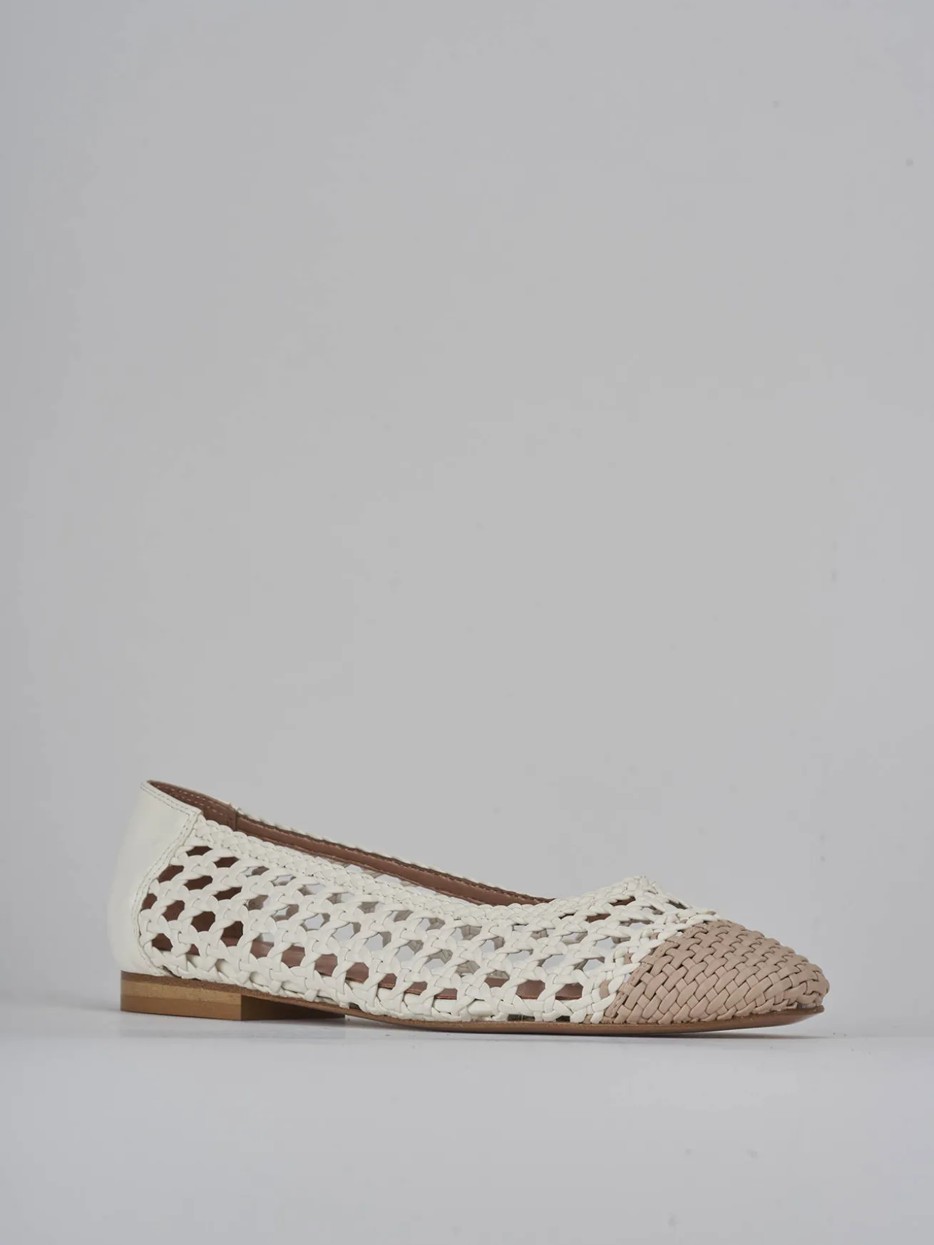 Ballerine tacco 1cm pelle bianco