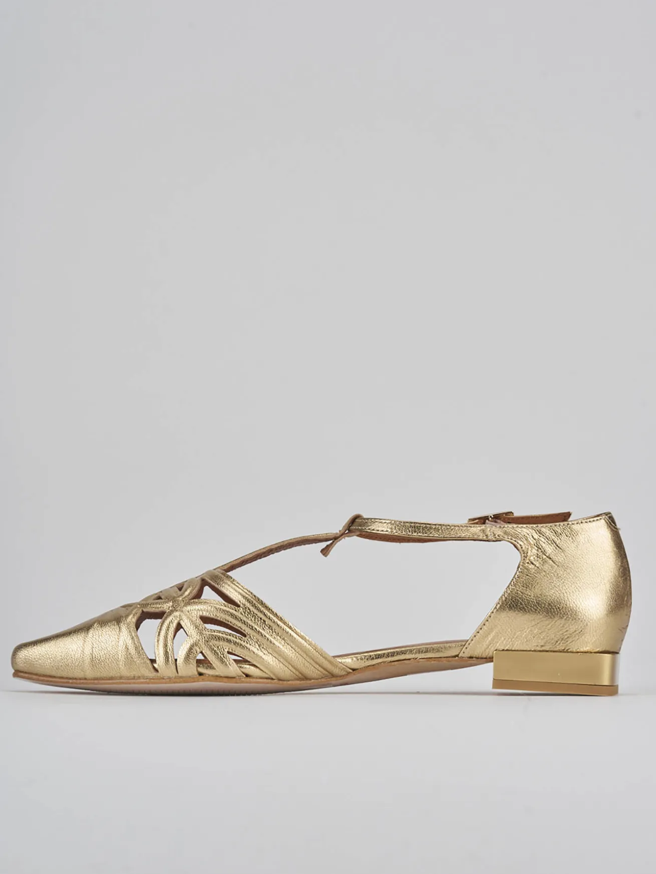 Ballerine tacco 1cm pelle oro