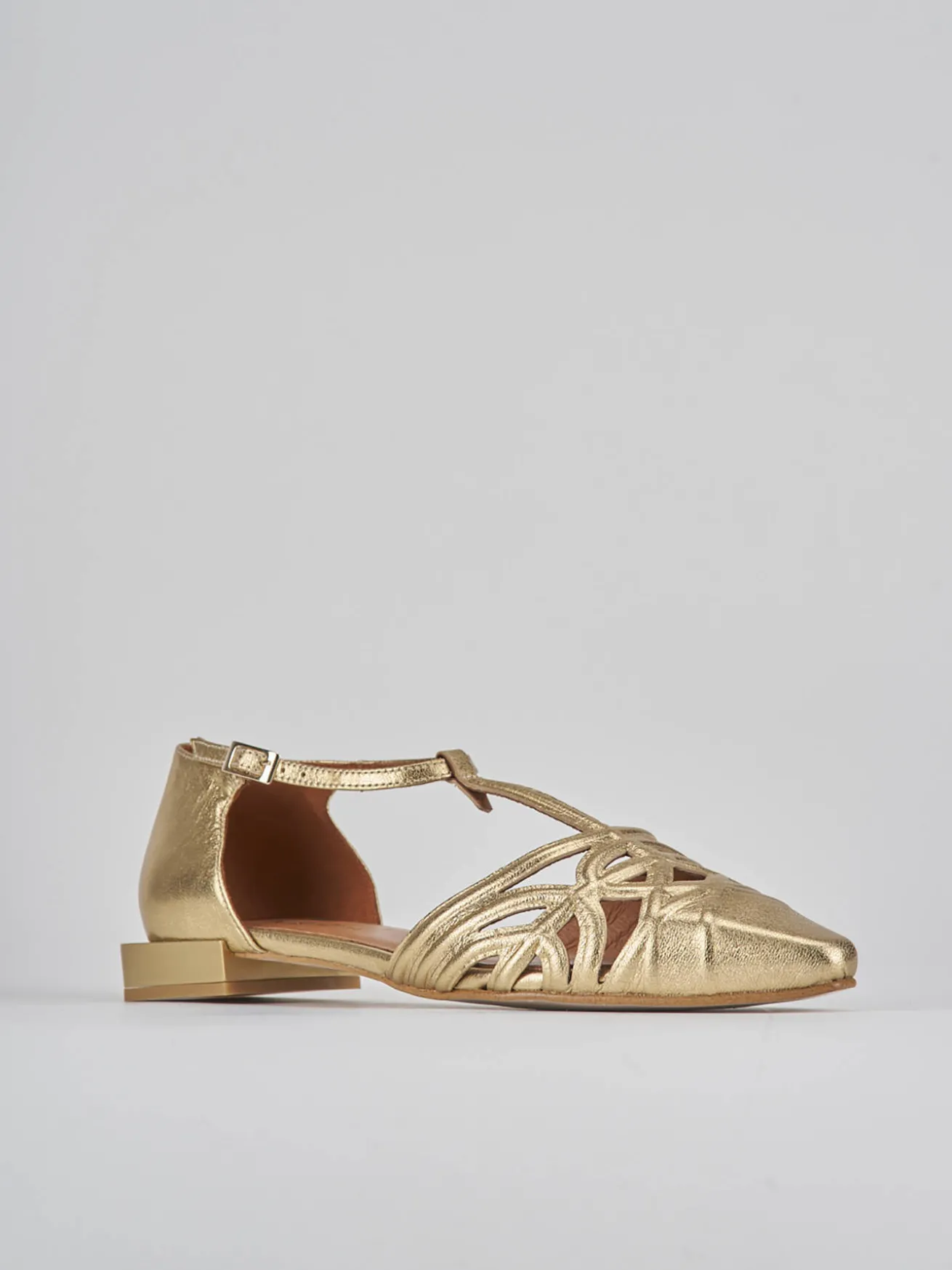 Ballerine tacco 1cm pelle oro