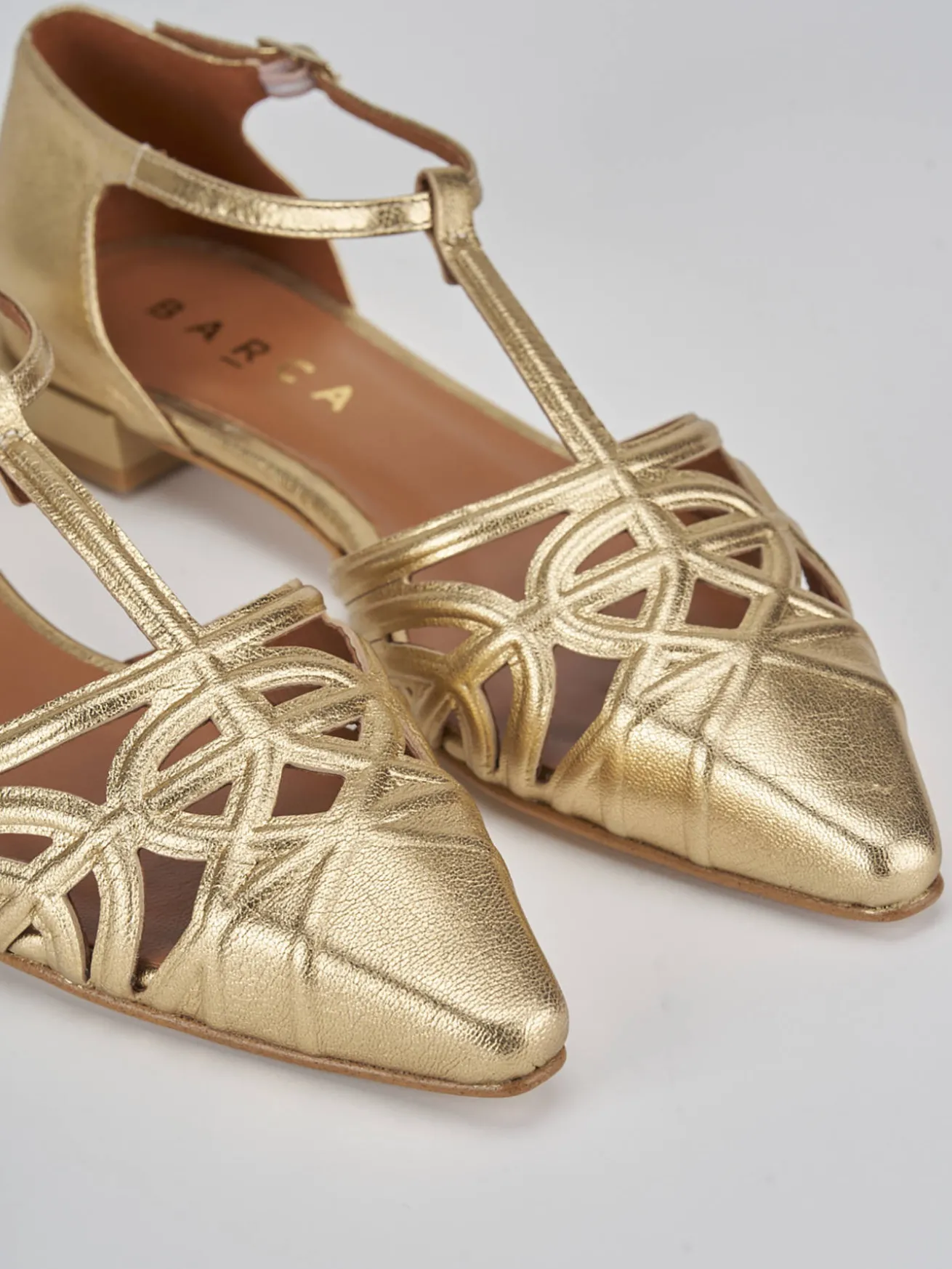 Ballerine tacco 1cm pelle oro