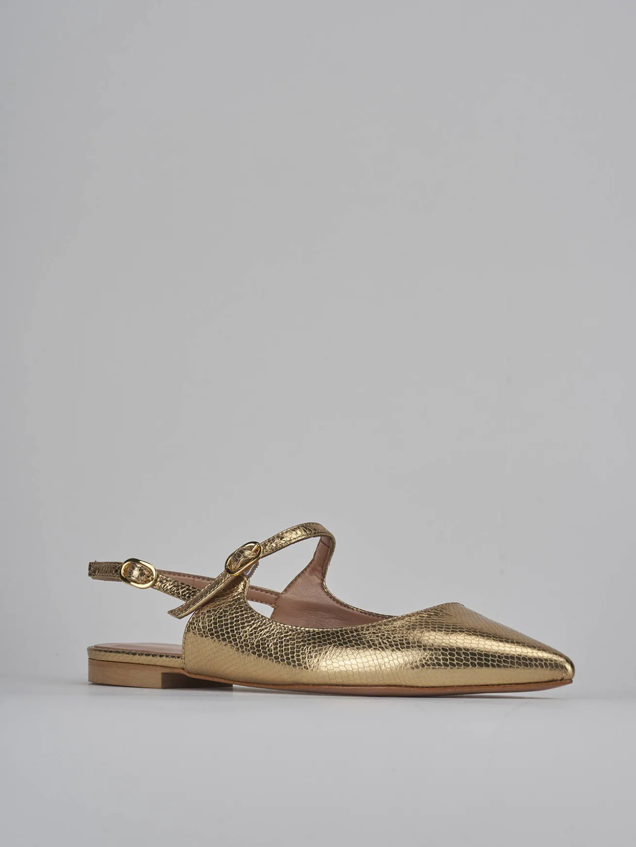 Ballerine tacco 1cm pelle oro