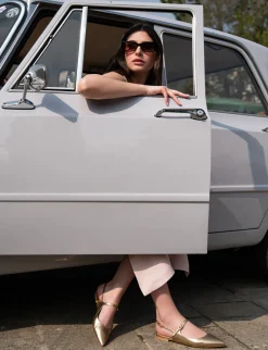 Ballerine tacco 1cm pelle oro