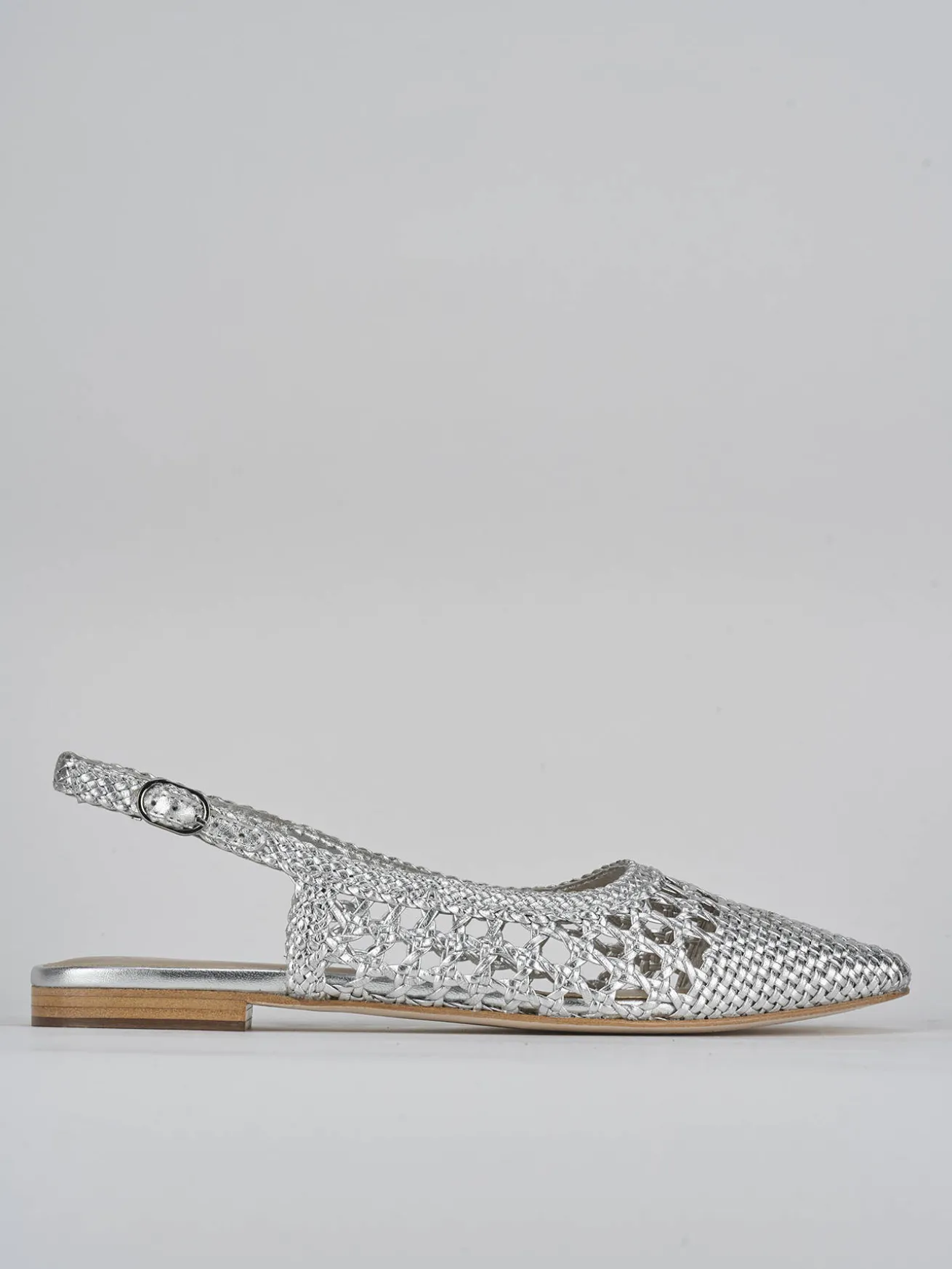 Ballerine tacco 1cm pelle argento