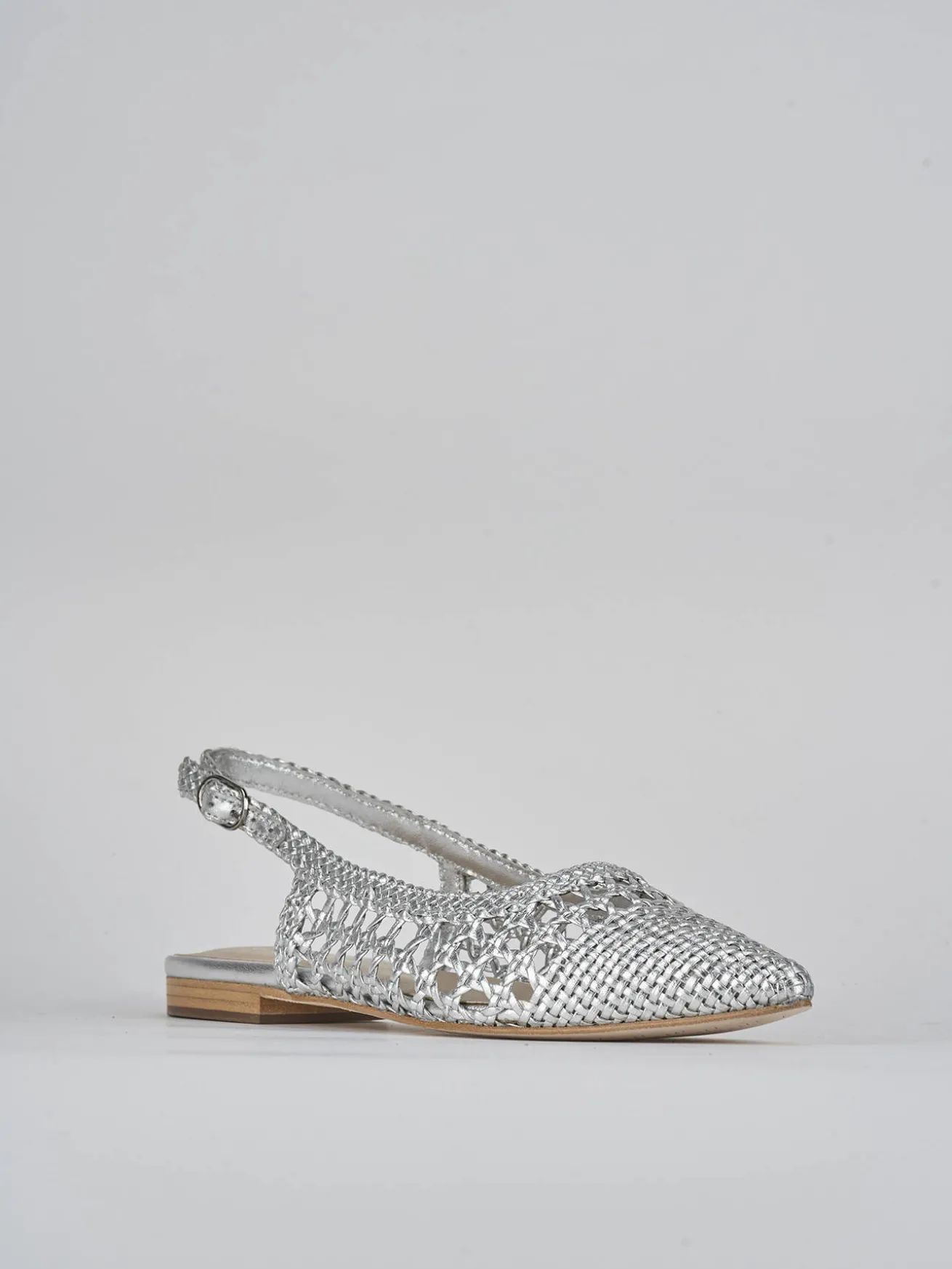 Ballerine tacco 1cm pelle argento